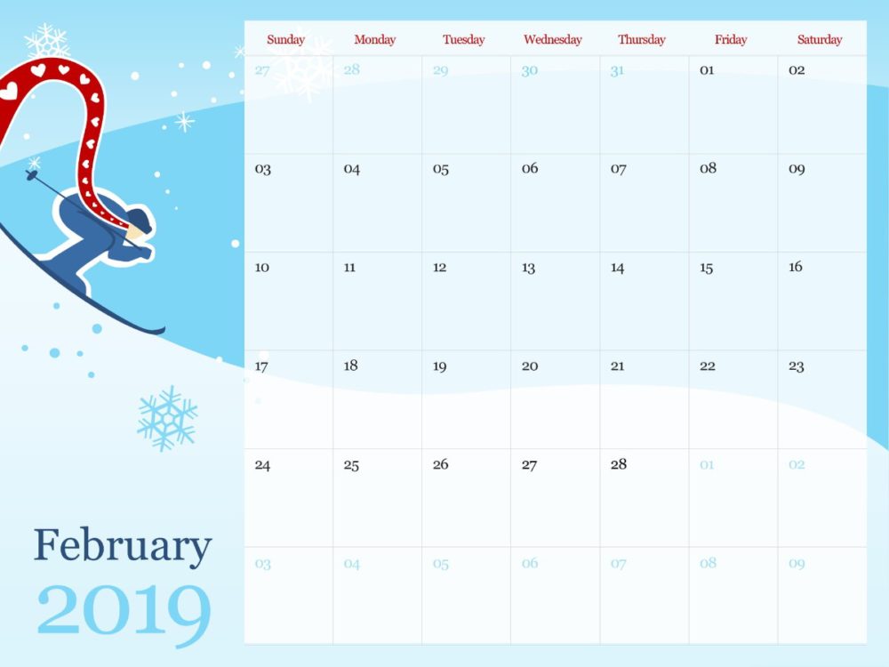 Printable February 2019 Calendar