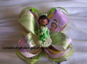 Princess Tiana Hairbow by CuteNCurlyBowtique