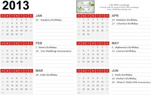 2013 Important Dates Organizer {Printable}