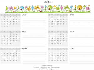 2013 Printable Calendar for Important Dates