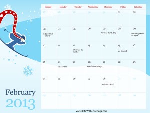 2013 February Calendar Printable