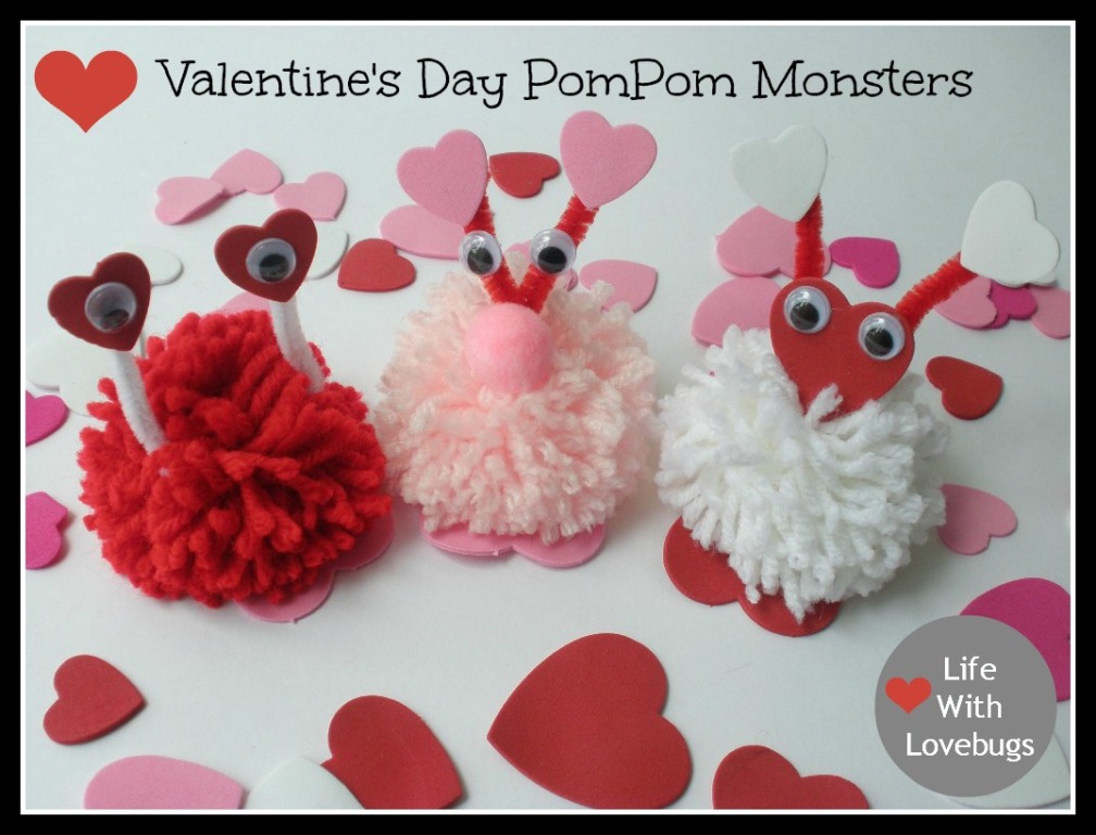 Valentine's Day PomPom Monsters - Life With Lovebugs