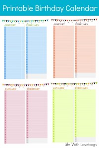 Printable Birthday Calendar