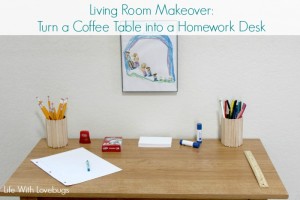 Living Room Makeover: Turn a Coffee Table into a Homework Desk