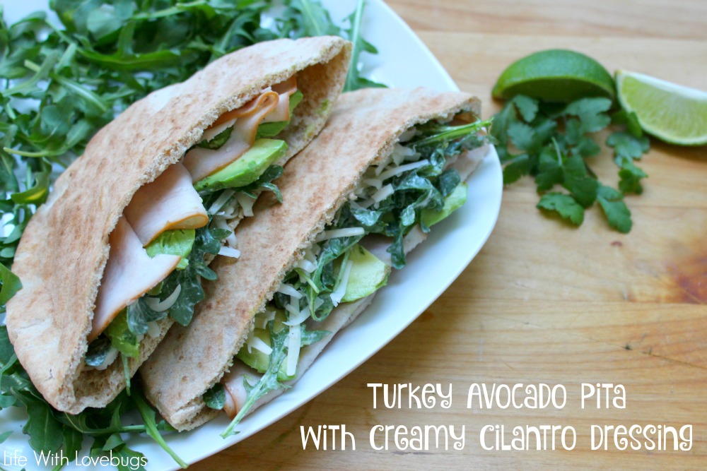 Turkey Avocado Pita with Creamy Cilantro Dressing