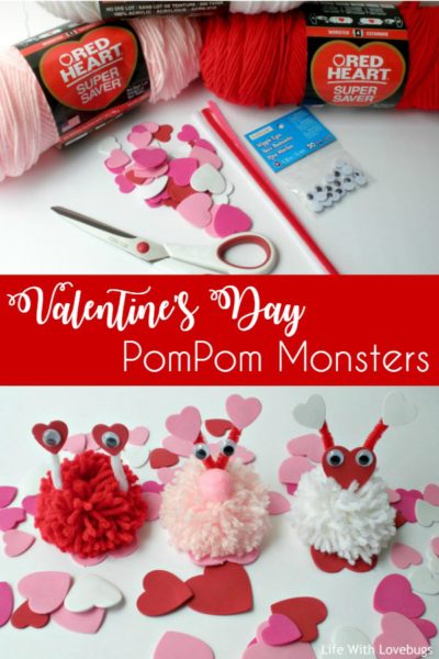 Valentine's Day PomPom Monsters