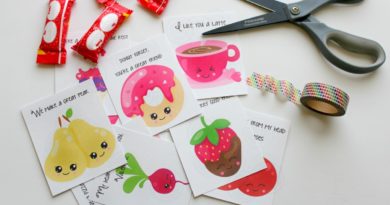 Printable Food-Themed Valentines Day Cards for Kids