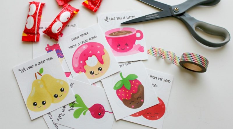 Printable Food-Themed Valentines Day Cards for Kids