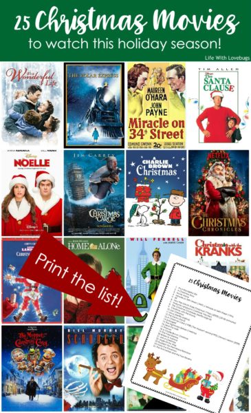 25 Christmas Movies + a Printable List - Life With Lovebugs