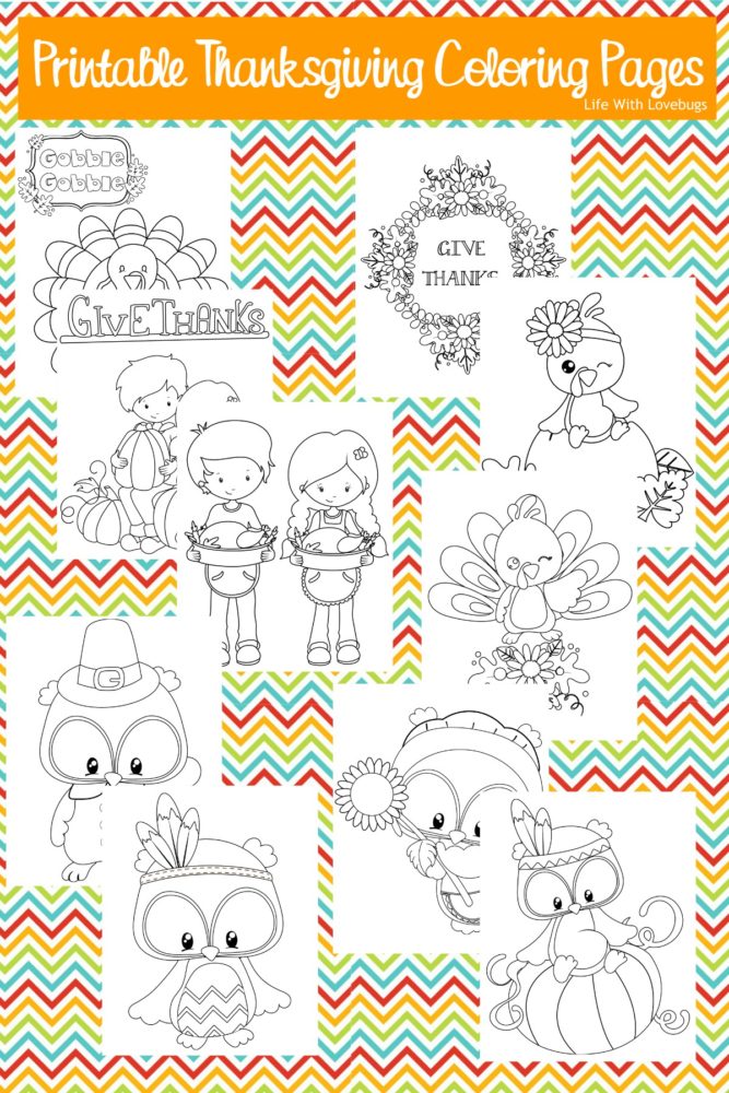 Printable Thanksgiving Themed Coloring Pages for Kids